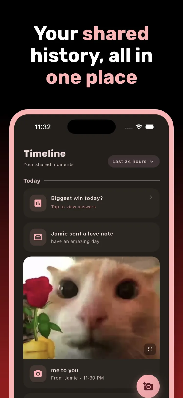 Shared timeline showing your relationship history